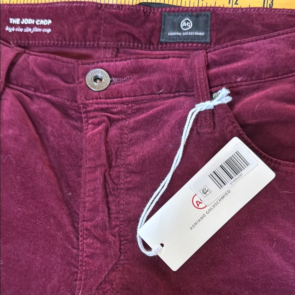 AG Adriano Goldschmied the Jodie Crop velvet pants sz 30 - Picture 7 of 14